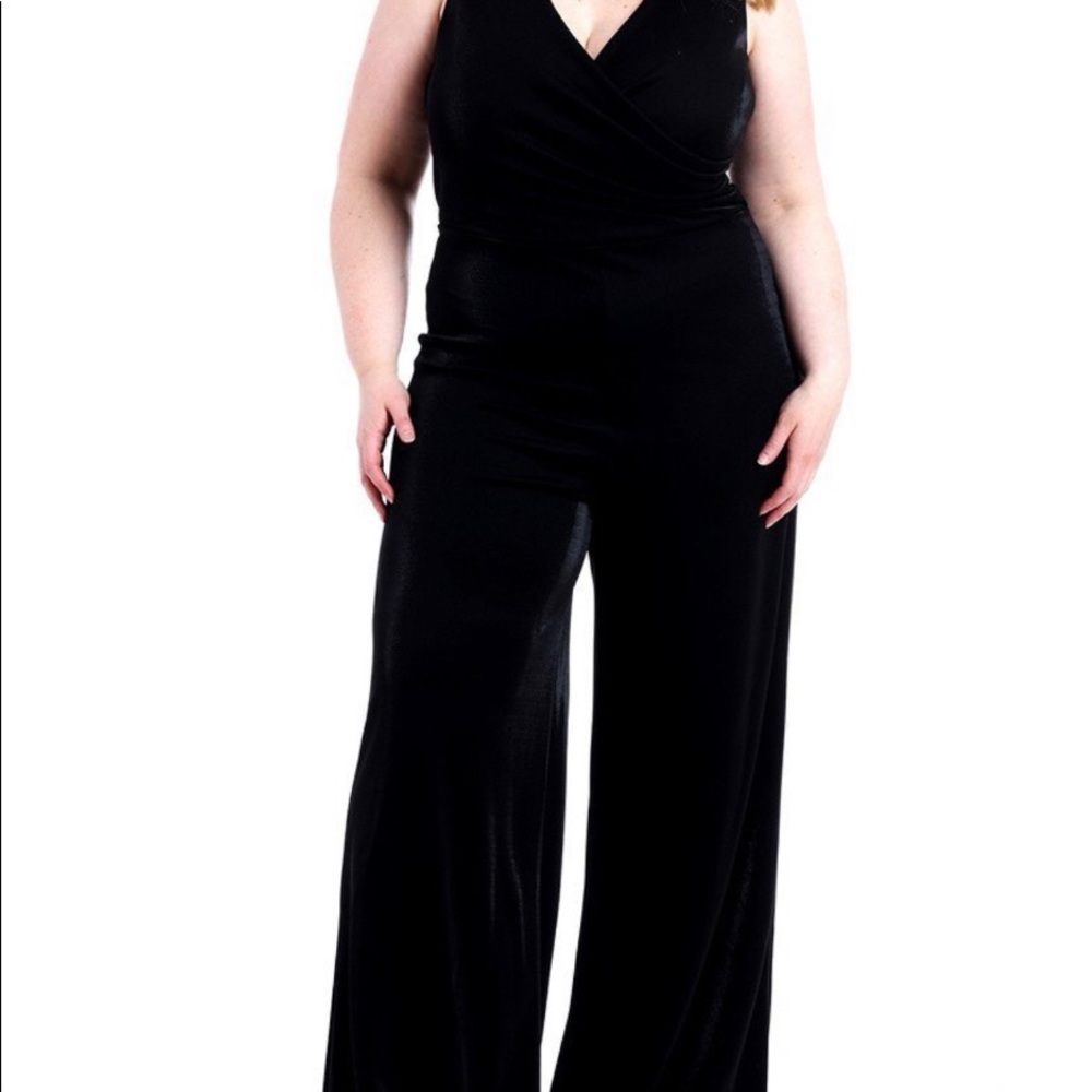 Black Crepe Stretch Wide Leg Jumpsuit.